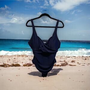 Cupshe Women’s Plus Size 2X Lined Navy Blue Swimwear Swimsuit Swim‎ Comfort New